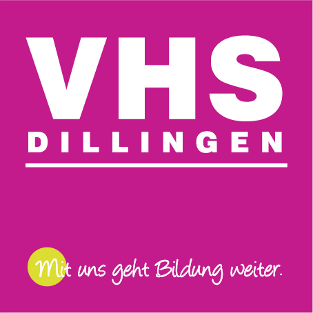 Logo Volkshochschule Dillingen. Mit uns geht Bildung weiter.